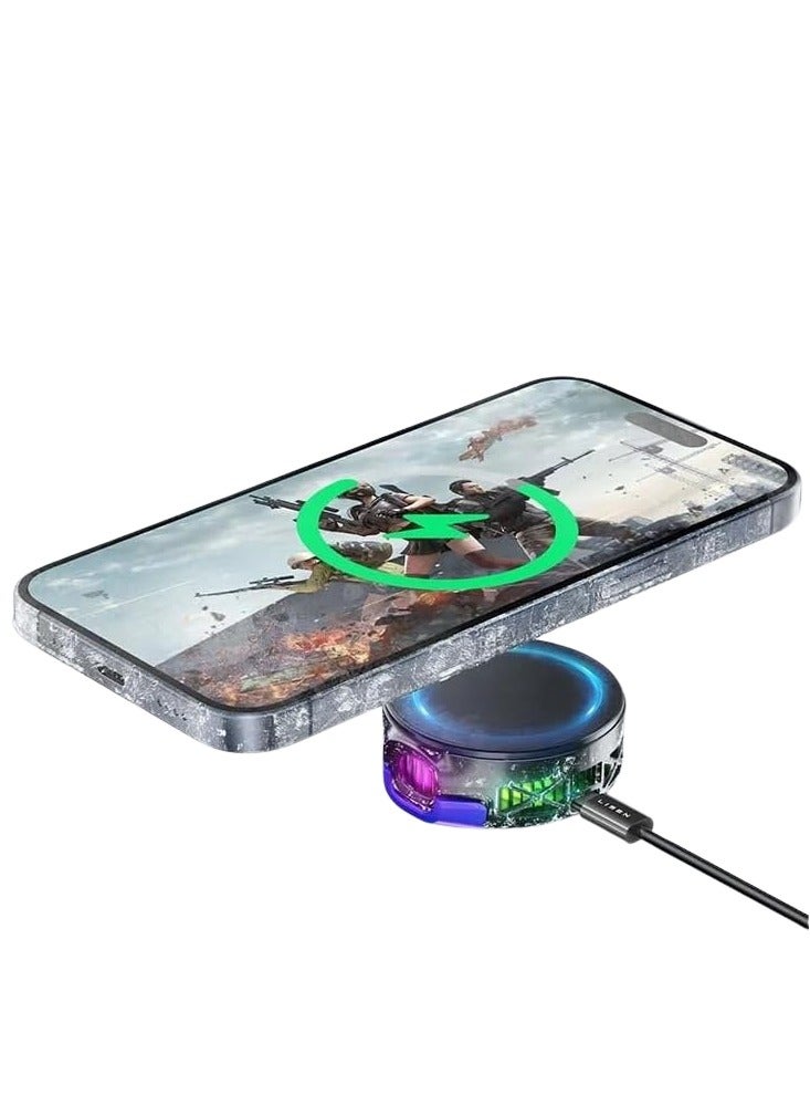 Lisen Magnetic Gaming Mobile Phone Cooler, Magnetic Ice Cooling Fan for Smartphones, Perfect for PUBG Fingers and Extended Gaming Sessions with charge for ios - Image 2