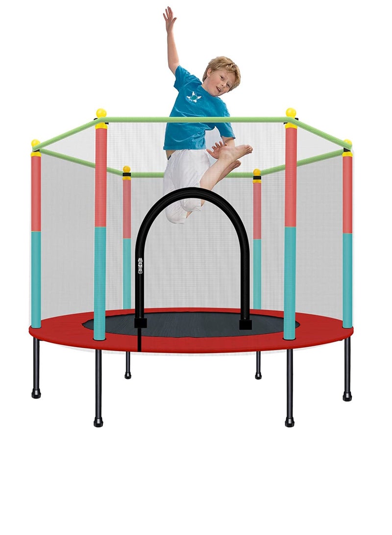 DubaiGallery ترامبولين دائري داخلي لعبة عائلية سرير قفز صغير منزلي مع شبكة واقية للأطفال - Image 1