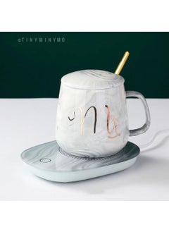 Elifeshop Mr & Mrs Design 220V Electric Tea Coffee Mug Cup with Lid and Warmer (With Plug)  - Image 1