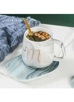 Elifeshop Mr & Mrs Design 220V Electric Tea Coffee Mug Cup with Lid and Warmer (With Plug)  - Image 2