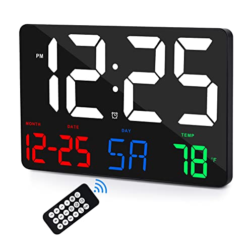 Ygdigital Digital Wall Clock,11.5" LED Digital Alarm Clock Large Display,with Remote Control,Adjustable Brightness, Calendar, Temperature, Snooze, 12/24 H, for Living Room, Office, Bedroom, Elderly, Adults - Image 1