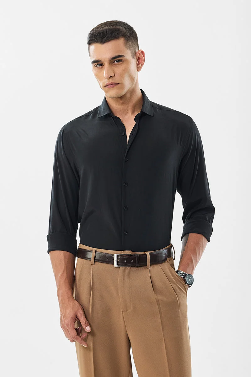 SNITCH Regular Fit Black Shirt