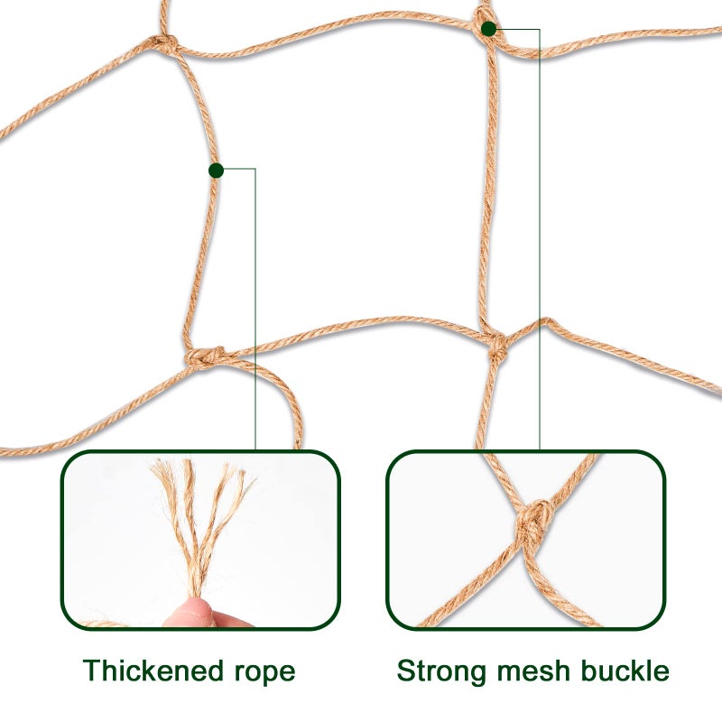 Miuezuth Jute Trellis Netting - Jute Netting for Garden, Heavy Duty Plant Support Netting for Climbing Plants, Cucumber, Vine, Fruits & Vegetables, Climbing Vining Plants (6.6 Ft x 9.8 Ft, 5.9 Inch Squares) - Image 3
