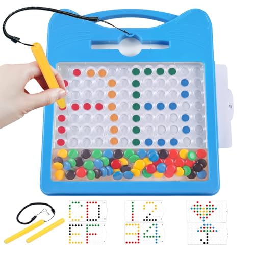 Svance Magnetic Letters and Numbers Set for Toddlers Magnet Drawing Doodle Board with Beads and 2 Pens Magnetic Dot Art Preschool Learning ABC Math for 3 4 5 Years Old Girls Boys - Image 1