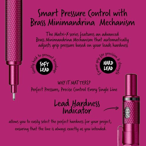 Scrikss Office 0.7mm Lead Matri-X Mechanical Clutch Pen Pencil | Metallic Pink - Image 4