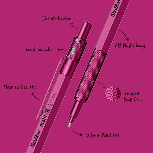 Scrikss Office 0.7mm Lead Matri-X Mechanical Clutch Pen Pencil | Metallic Pink - Image 2