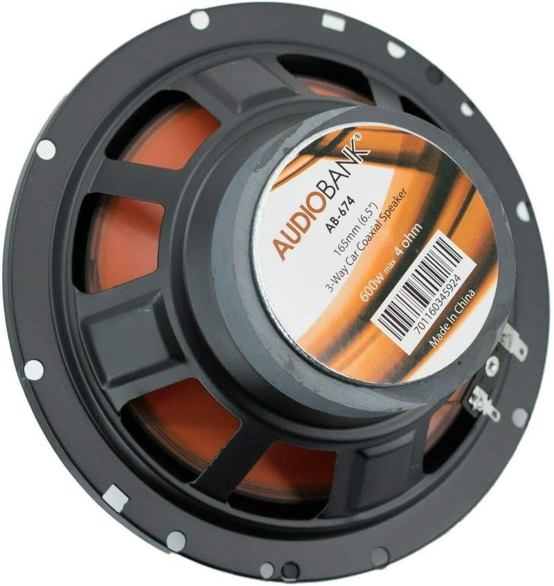 AUDIOBANK 2 Pair of 6.5" 600 Watt Peak Power 3-Way Orange Car Audio Stereo Coaxial Speaker - AB674 - Image 3