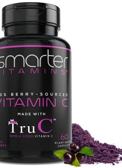 SmarterVitamins Smarter Raw Whole Food Vitamin C Natural Immune Support from Berries, Premium Antioxidants, Bioflavonoids & Polyphenols, 60 Vegan Capsules  - Image 1