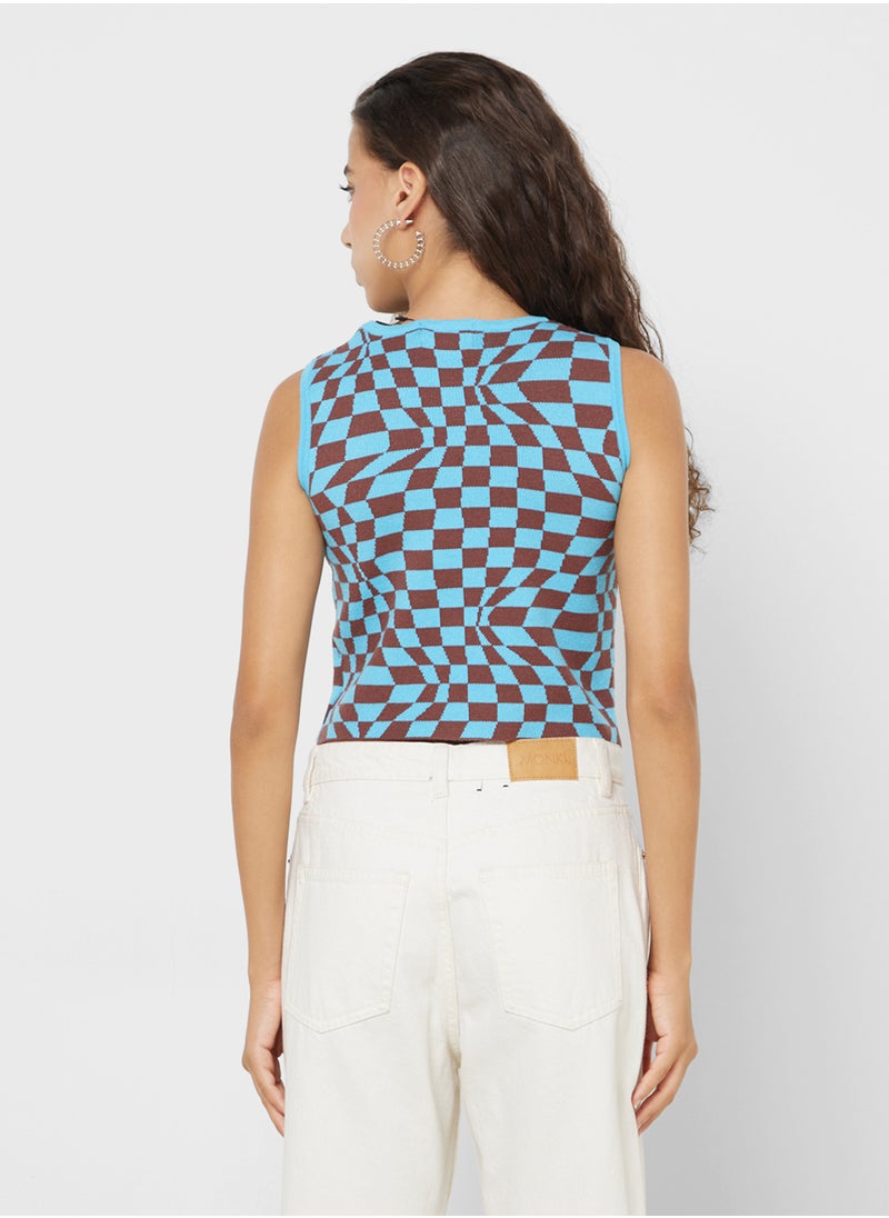 Ginger Checkered Knitted Vest  - Image 2