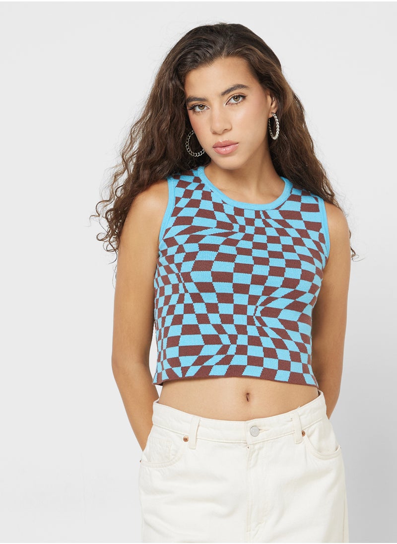 Ginger Checkered Knitted Vest  - Image 1