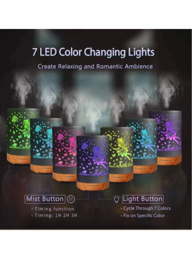 120ml Essential Oil Diffuser with Auto Shut-Off, LED Colors, and Metal Design, 7 Selectable Led Colors, Fairy - Image 3