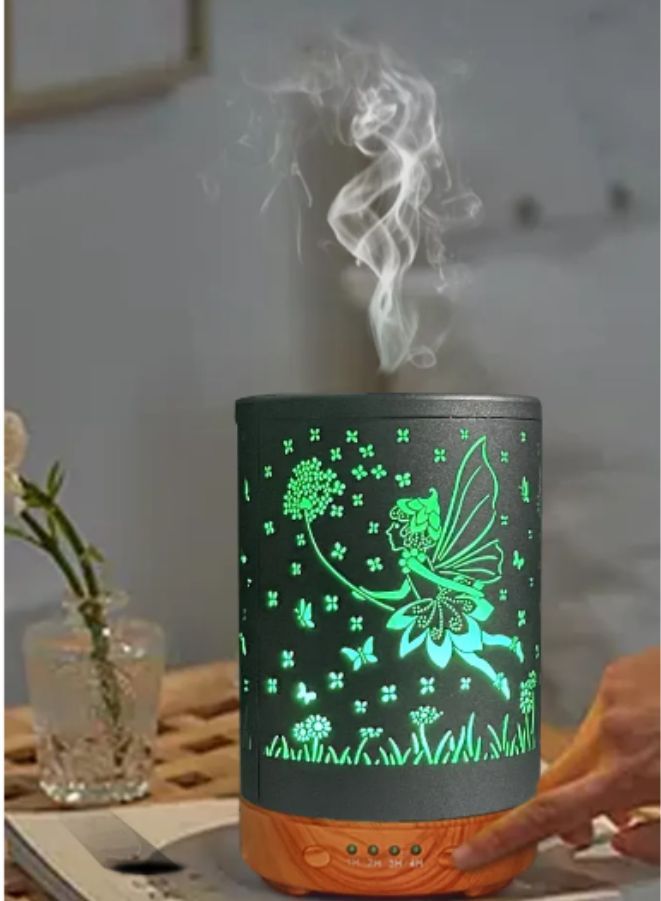 120ml Essential Oil Diffuser with Auto Shut-Off, LED Colors, and Metal Design, 7 Selectable Led Colors, Fairy - Image 2