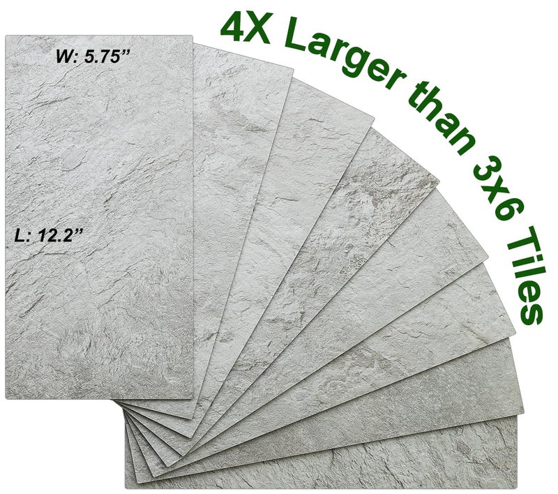 AULIGET 20-Piece Light Slate Peel and Stick Backsplash Wall Tiles, 6" x 12" PVC Faux Stone Stick on Tiles for Backsplash Kitchen, Bathroom, Laundry Room, Camper, Fireplace - Image 3