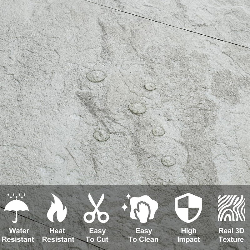 AULIGET 20-Piece Light Slate Peel and Stick Backsplash Wall Tiles, 6" x 12" PVC Faux Stone Stick on Tiles for Backsplash Kitchen, Bathroom, Laundry Room, Camper, Fireplace - Image 2
