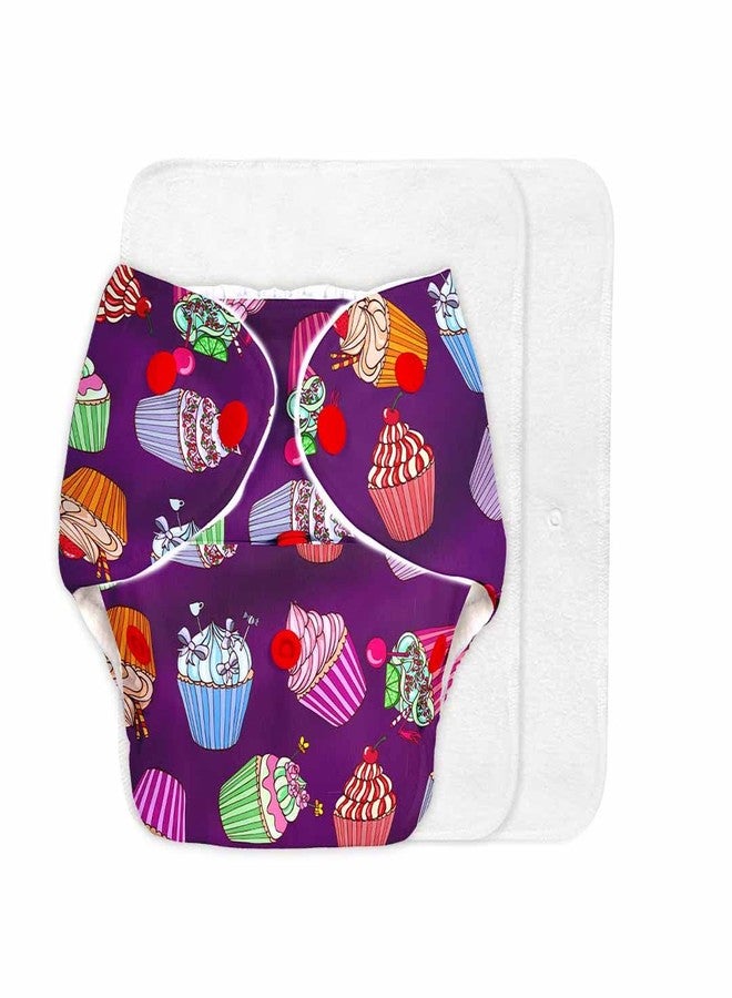 SuperBottoms BASIC Cloth Diaper For Baby | Washable & Reusable Cotton Cloth Diaper | 0-3 Years | Freesize | Adjustable | Reduces Rash | With 2 Quick Dry Pad/Insert | Cupcake | - Image 1