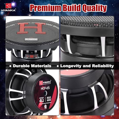 H YANKA HCP-65 6.5 Component Car Speakers, 800 Watt Car Audio Stereo Door Speakers Perfect for Upgrading Any Car Stereo System Includes 2 x Midrange Woofers, Tweeters, and Crossovers (Set) - Image 3