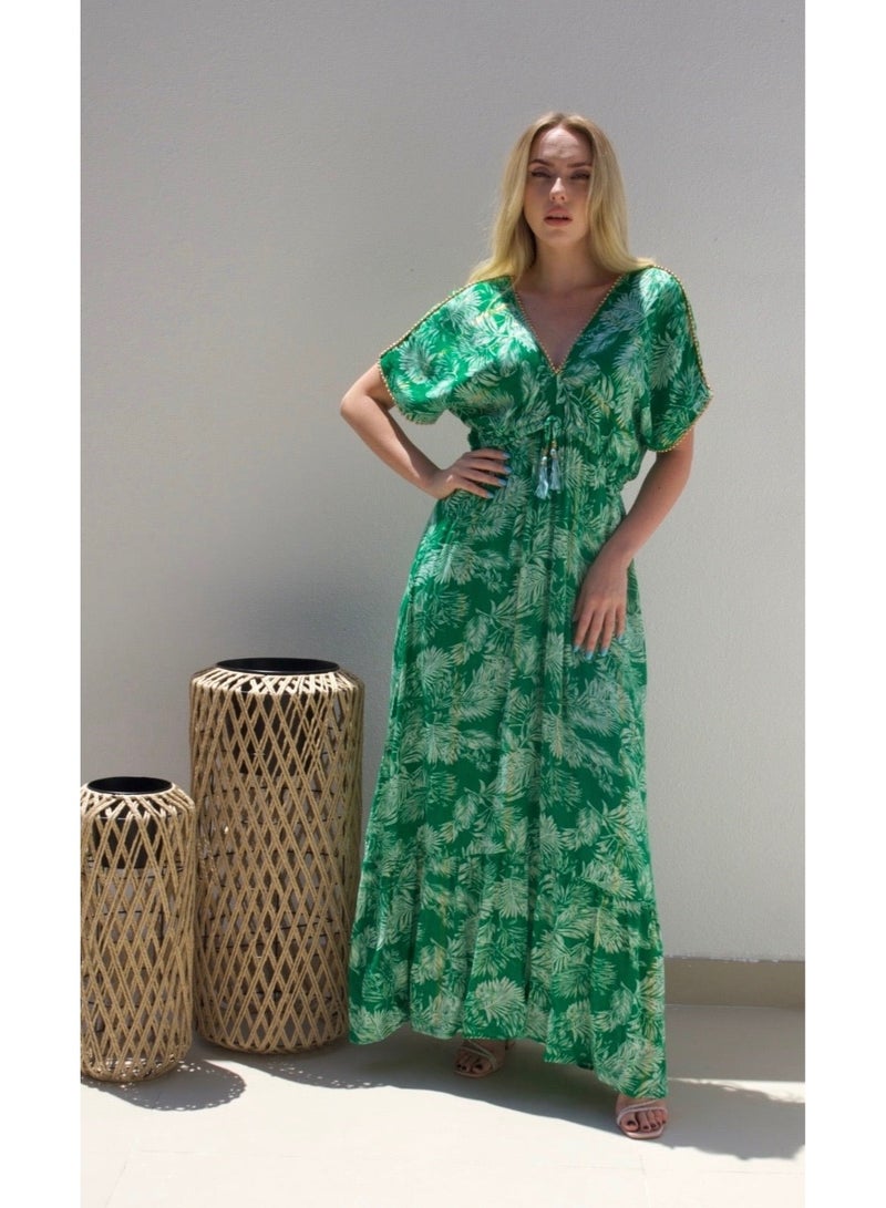Alorabella Thea Beaded V Front & Back Dress - Green  - Image 1