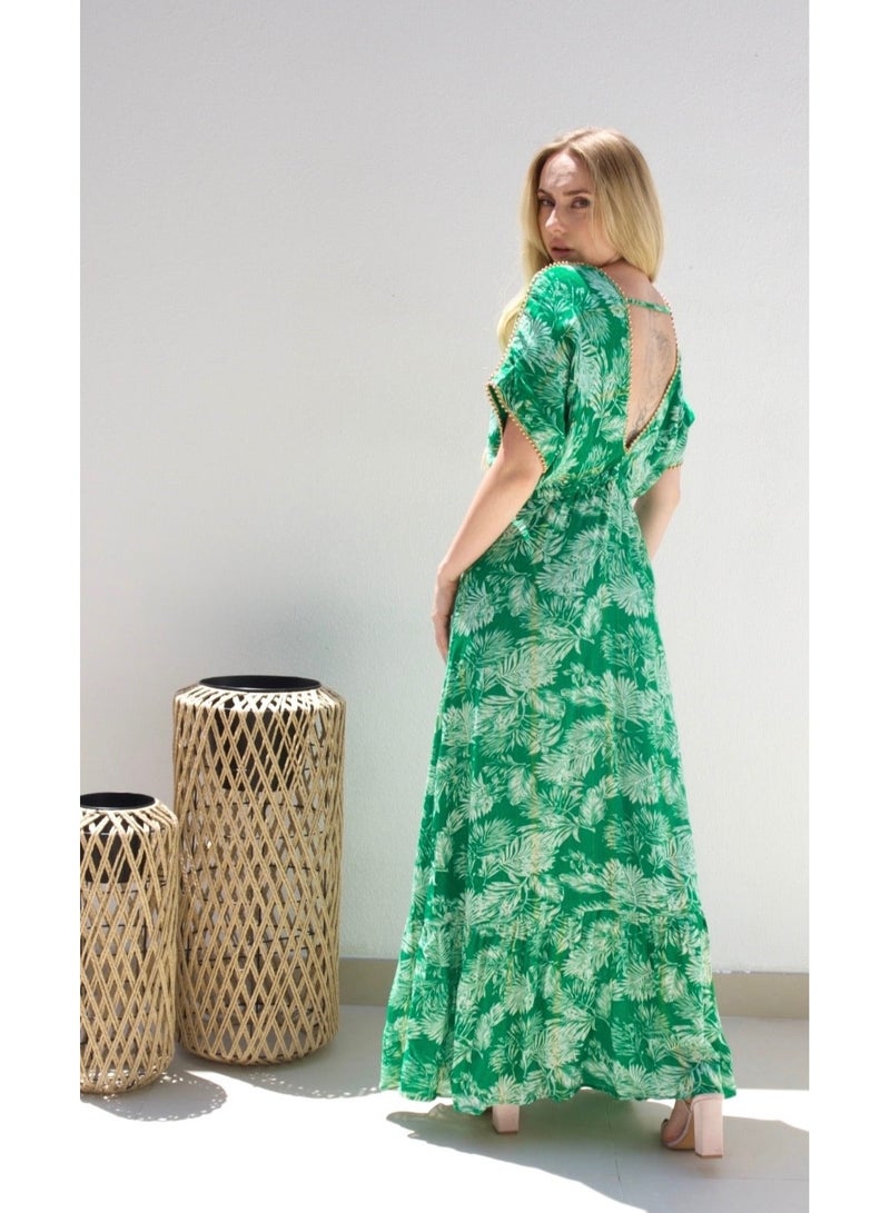 Alorabella Thea Beaded V Front & Back Dress - Green  - Image 2