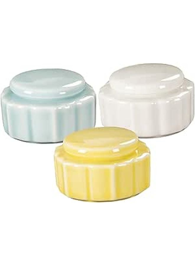 3Pcs Refillable Ceramic Cosmetic Jars Travel Containers For Lip Balm Samples - Image 1