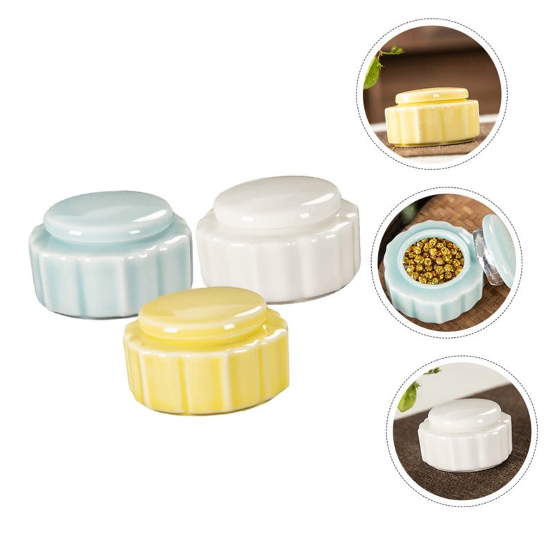 3Pcs Refillable Ceramic Cosmetic Jars Travel Containers For Lip Balm Samples - Image 3
