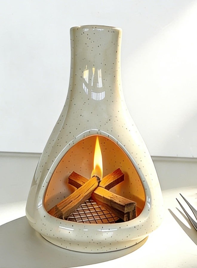 wayofcha Ceramic Palo Santo Holder - Chiminea Incense Burner for Meditation & Energy Cleansing, Palo Santo Burner for Palo Santo and Sticks, Sage Holder for Yoga Meditation Room Decor, Unique Meditation Gift - Image 1