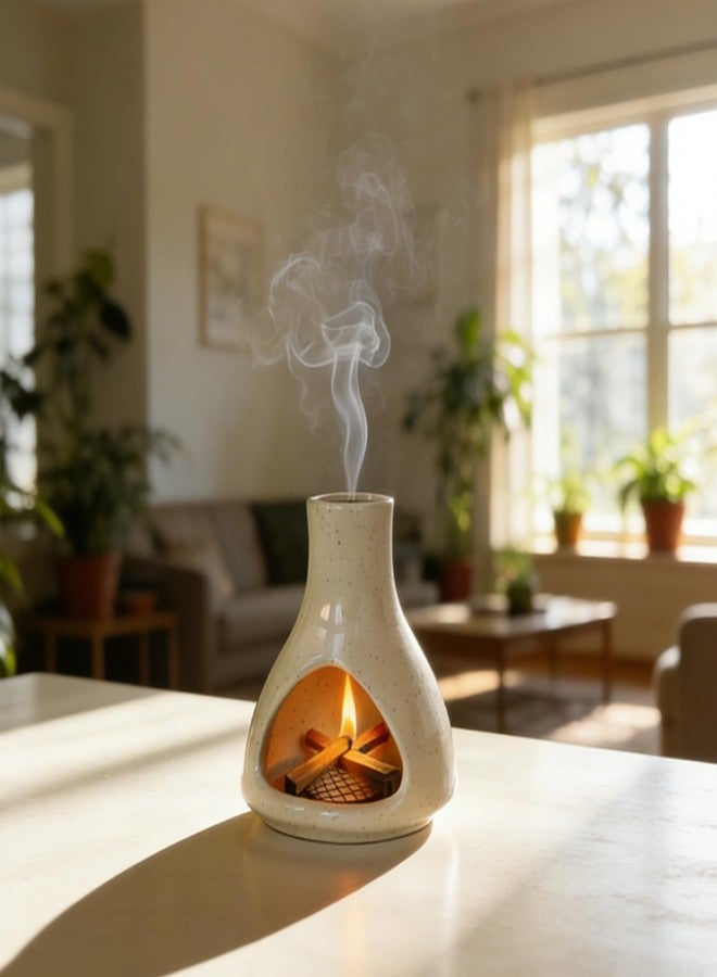 wayofcha Ceramic Palo Santo Holder - Chiminea Incense Burner for Meditation & Energy Cleansing, Palo Santo Burner for Palo Santo and Sticks, Sage Holder for Yoga Meditation Room Decor, Unique Meditation Gift - Image 5
