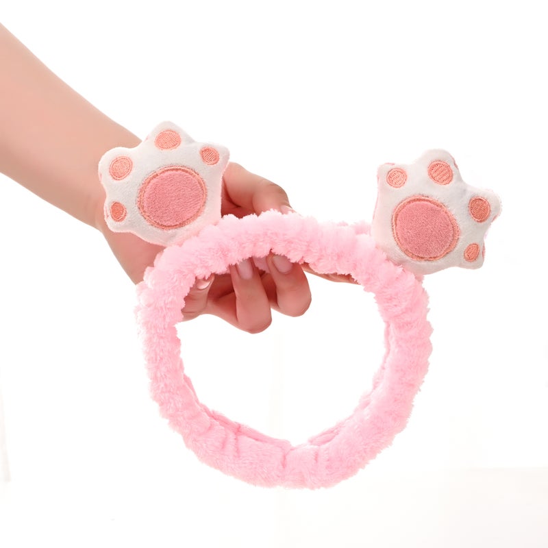 Generic Korean Style Cute Cartoon Cat Claw Bear Palm Headband Face Wash Hair Band Internet Celebrity TikTok Quick Hand Hair Band for Girls 1 Pink