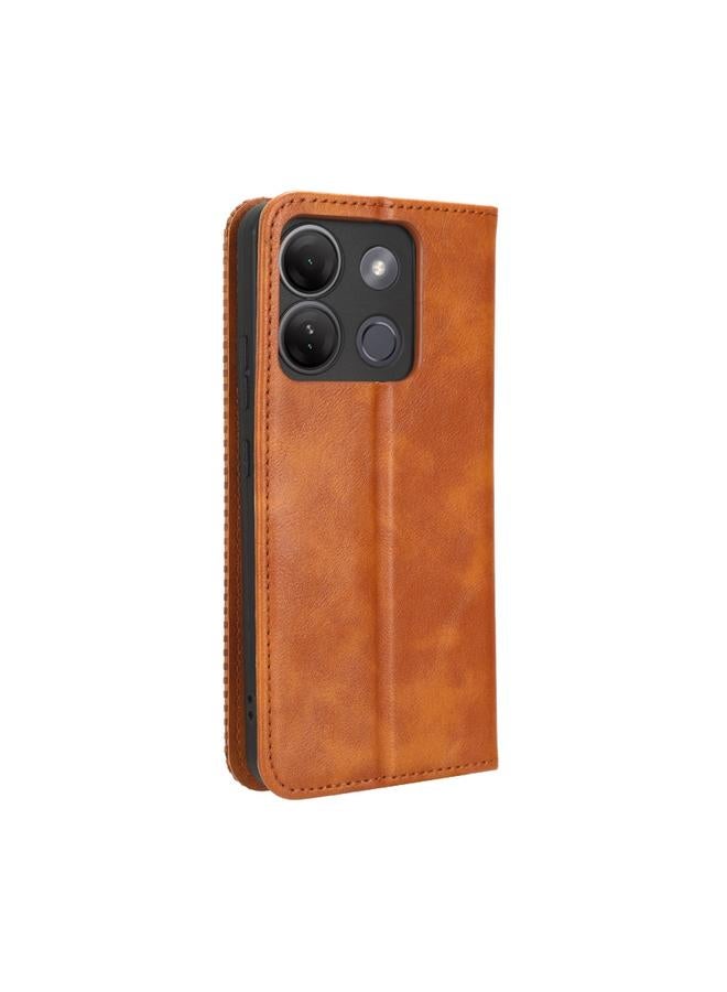 S-TOP Case For Infinix Smart 7 HD X6516 Magnetic Buckle Retro Texture Leather Phone Case - Image 3