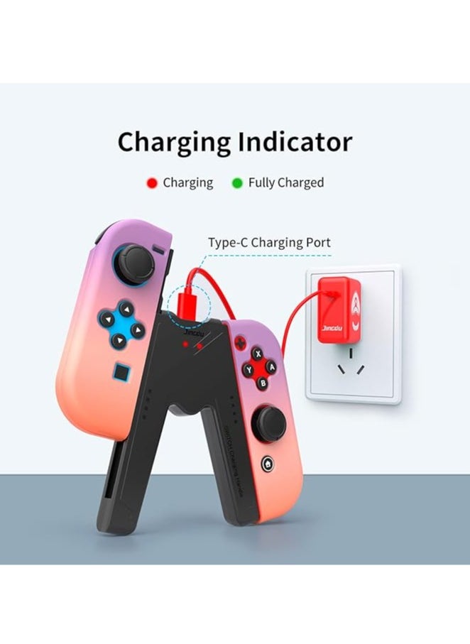 The Switch Joy-Con Charging Grip is compatible with Nintendo Switch and OLED models, play while charging, and the Portable V-shaped Switch Joy-Con Controller Charger with indicator light