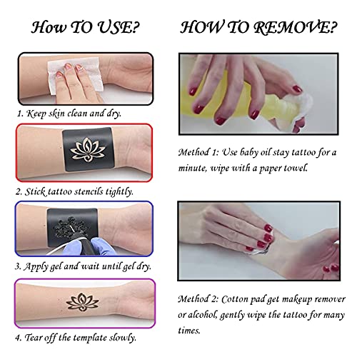 NewCraft 3 Packs Black Temporary Tattoo Ink and Stencils for Adults Teens, Temporary Tattoo Kit Skin Friendly - Image 5