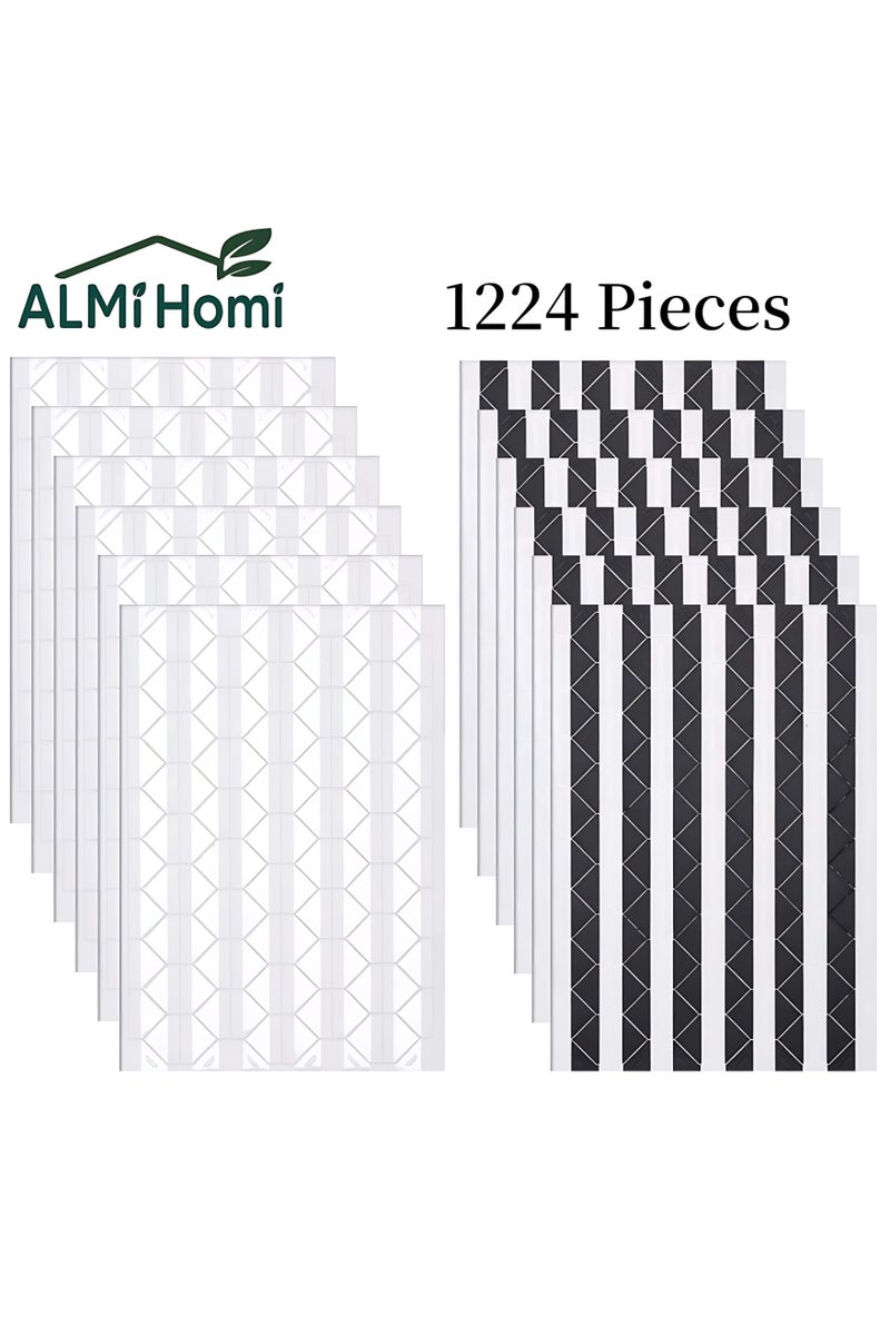 ALMiHomi 1224 Pieces Photo Corners Stickers for Photo Album Scrapbook – 12 Sheets (Black & Transparent) – Self-Adhesive, No Residue, Removable Photo Mounting Corners for DIY, Journals, Wall Decor - Image 1