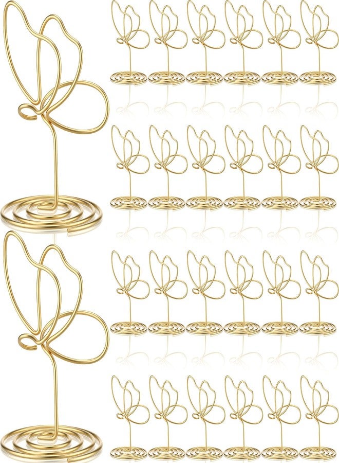 SiliFine 24 Pcs Gold Butterfly Table Number Holders, Place Card Holders for Table Butterfly Photo Holder Decoration for Wedding Reception, Cafe, Centerpieces, Party, Restaurant, Birthday (2 Inch) - Image 1