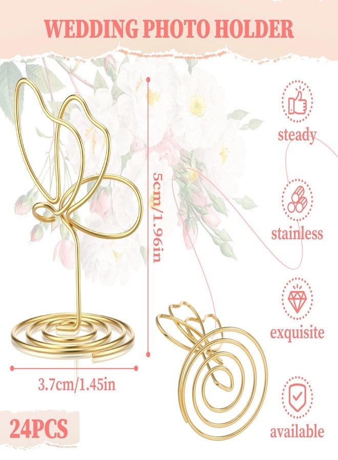 SiliFine 24 Pcs Gold Butterfly Table Number Holders, Place Card Holders for Table Butterfly Photo Holder Decoration for Wedding Reception, Cafe, Centerpieces, Party, Restaurant, Birthday (2 Inch) - Image 2