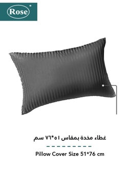 Rose Rose Luxurious Hotel Stripe Fitted Sheet with Deep Pockets and Pillow Case, Bed Sheet 2-Pieces Set, Soft & Silky Microfiber Breathable and Cooling, Extra Twin Size 120x200+35 cm, Black  - Image 3
