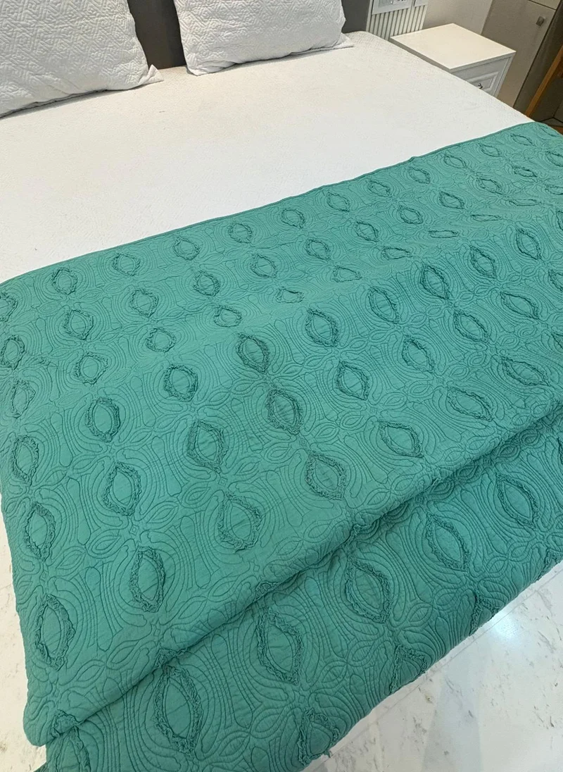 Tohfa Luxe Teal Quilted Bed Throw â€“ 260 x 250 cm