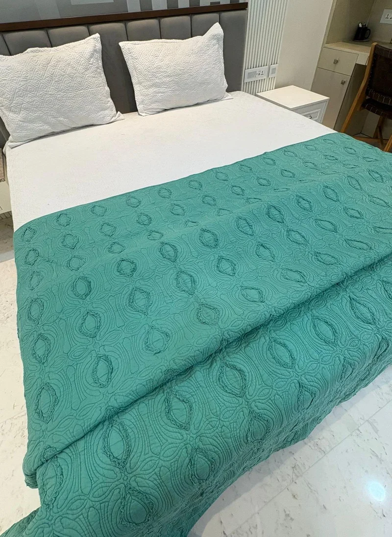 Tohfa Luxe Teal Quilted Bed Throw â€“ 260 x 250 cm