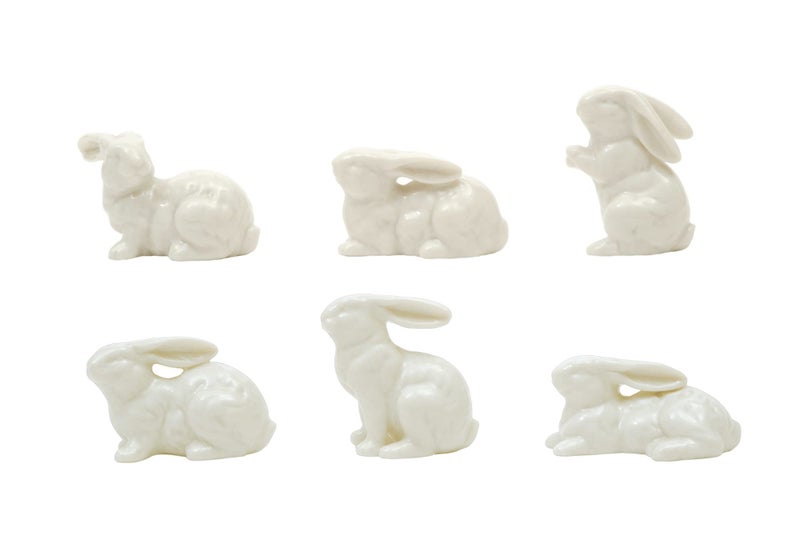 Creative Co-Op White Ceramic Bunnies (Set of 6 Pieces) - Image 4