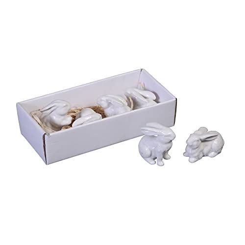 Creative Co-Op White Ceramic Bunnies (Set of 6 Pieces) - Image 1