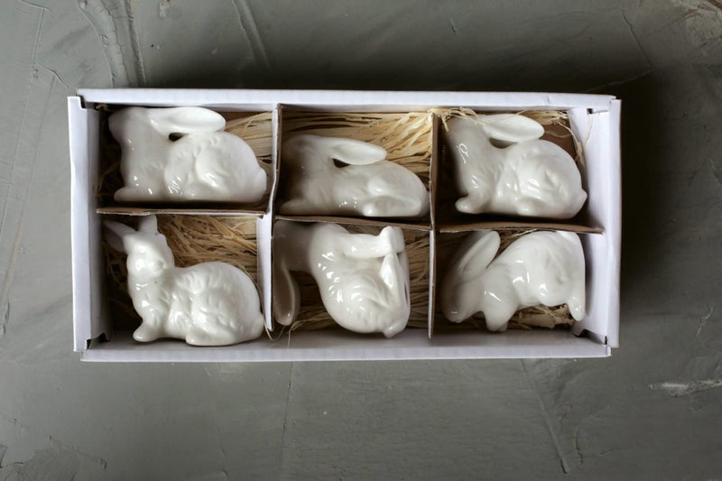 Creative Co-Op White Ceramic Bunnies (Set of 6 Pieces) - Image 3