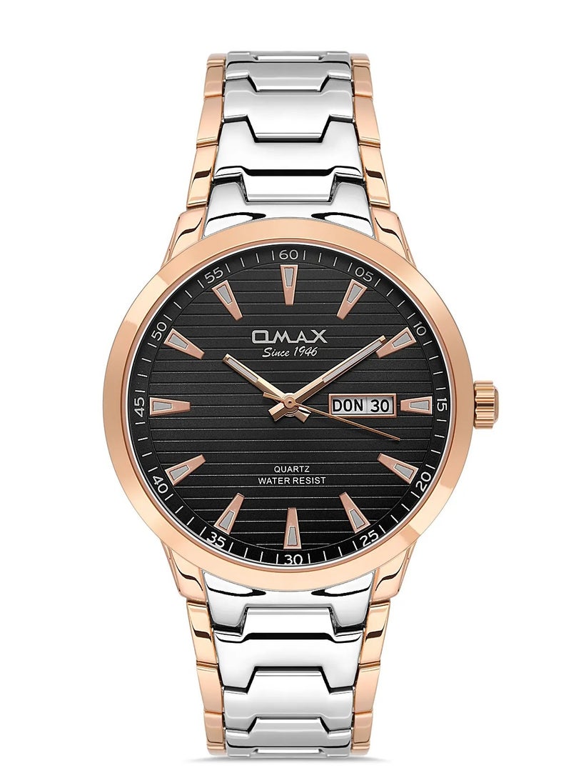 OMAX - Omax Men's Black Luxury Wrist Watch, Watches for Men, Stainless Watches, Silver Steel Band, Analog Dial, Waterproof Watch, 1 Year Warranty - Image 1