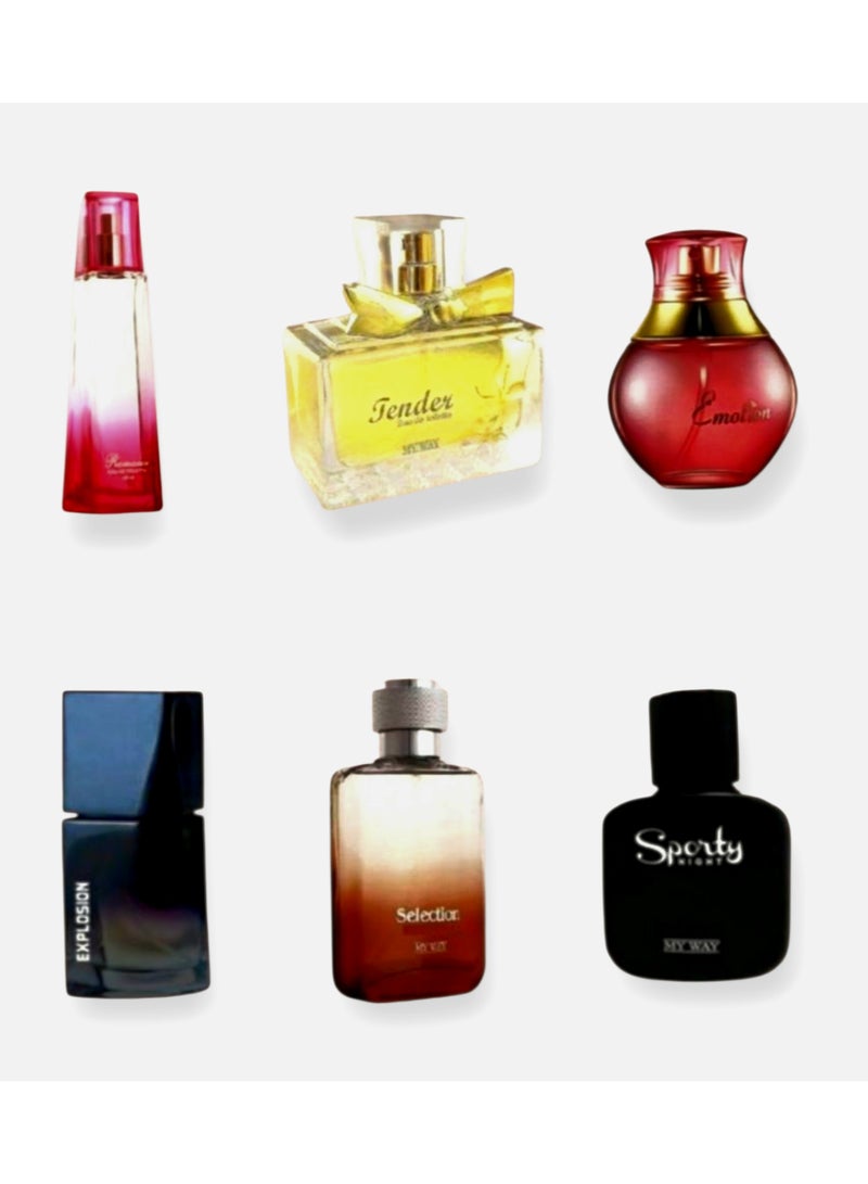 My Way Tender Perfume + Romance Perfume + Emotion Perfume + Selection perfume + Explosion Perfume + Sporty night spray