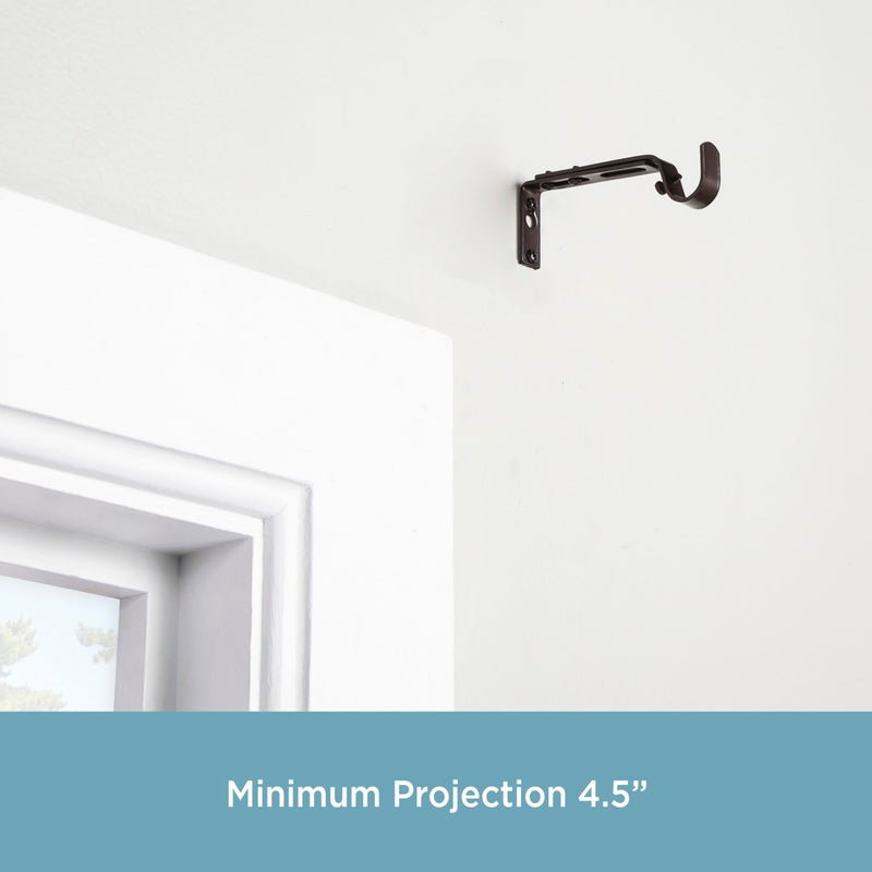 Kenney Adjustable Curtain Rod Brackets, Mocha (2-Pack) - Image 4