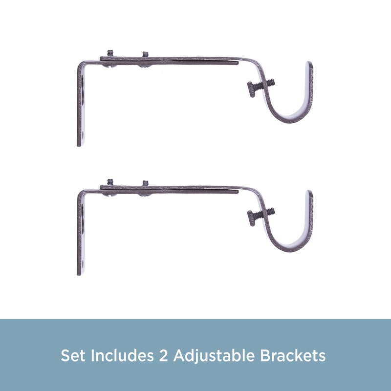 Kenney Adjustable Curtain Rod Brackets, Mocha (2-Pack) - Image 3