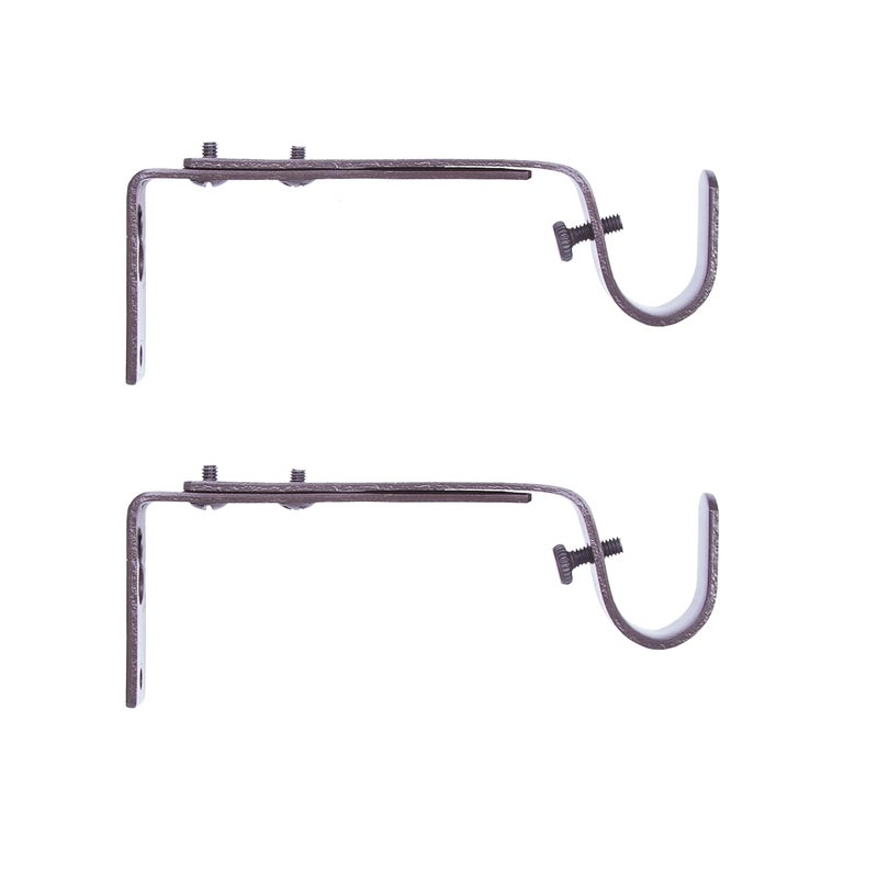 Kenney Adjustable Curtain Rod Brackets, Mocha (2-Pack) - Image 1