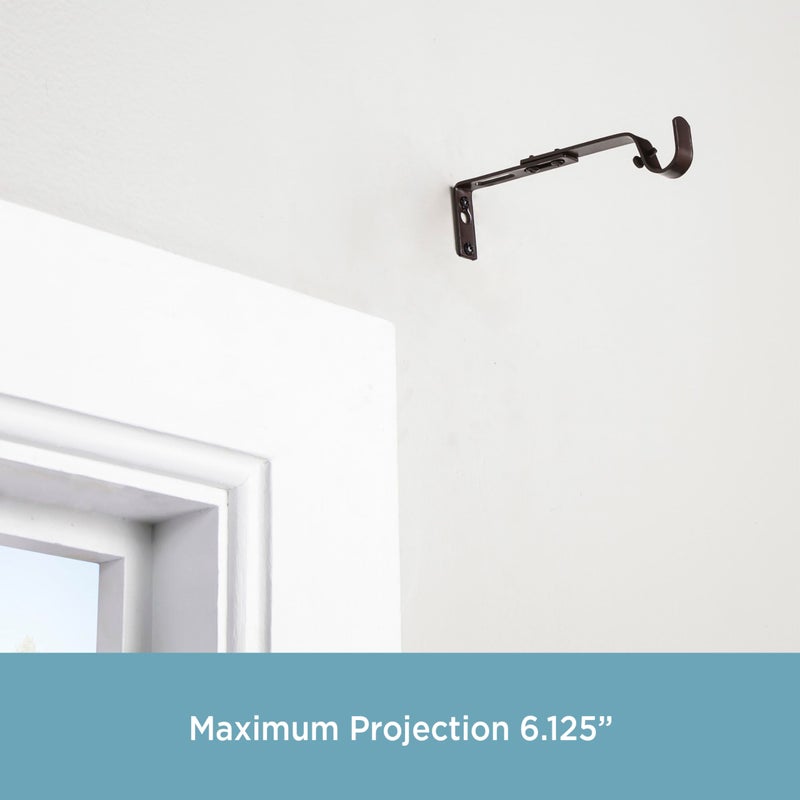 Kenney Adjustable Curtain Rod Brackets, Mocha (2-Pack) - Image 5