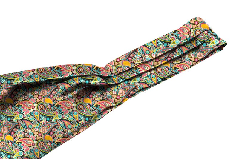 Blacksmith طقم ربطات عنق أساكوت مزخرفة بنقشة بايسلي مع منديل جيب متطابق للرجال - Image 2