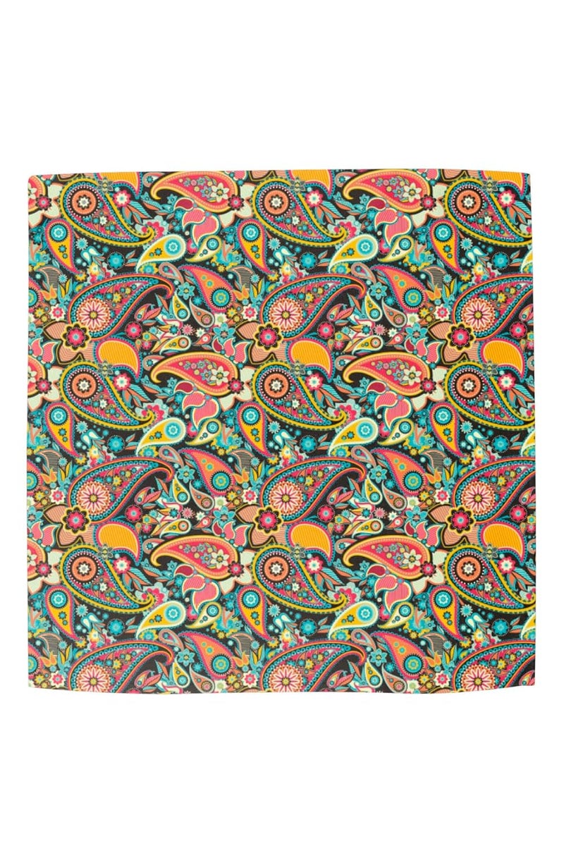 Blacksmith طقم ربطات عنق أساكوت مزخرفة بنقشة بايسلي مع منديل جيب متطابق للرجال - Image 5