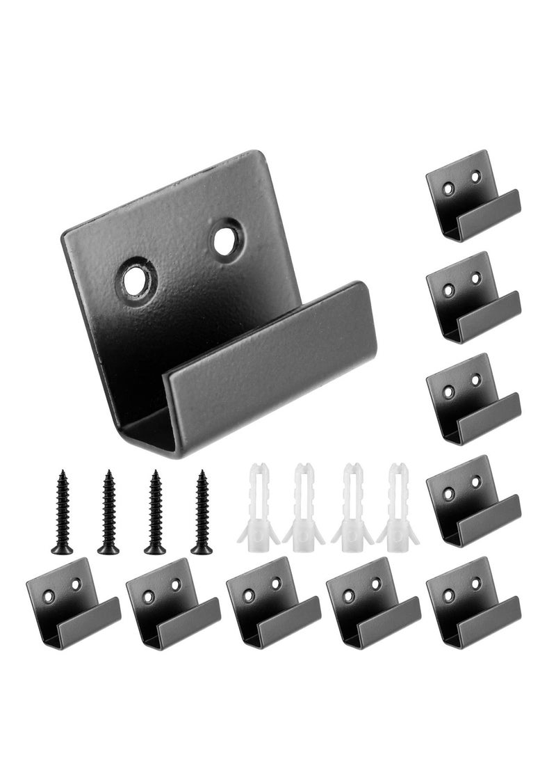 Stainless Steel Wall Mount Brackets Hooks, Set of 10, Heavy Duty Tile Hangers for Mirrors, Picture Frames, and Ceramic Wall Displays, Medium Size, Black - Image 1