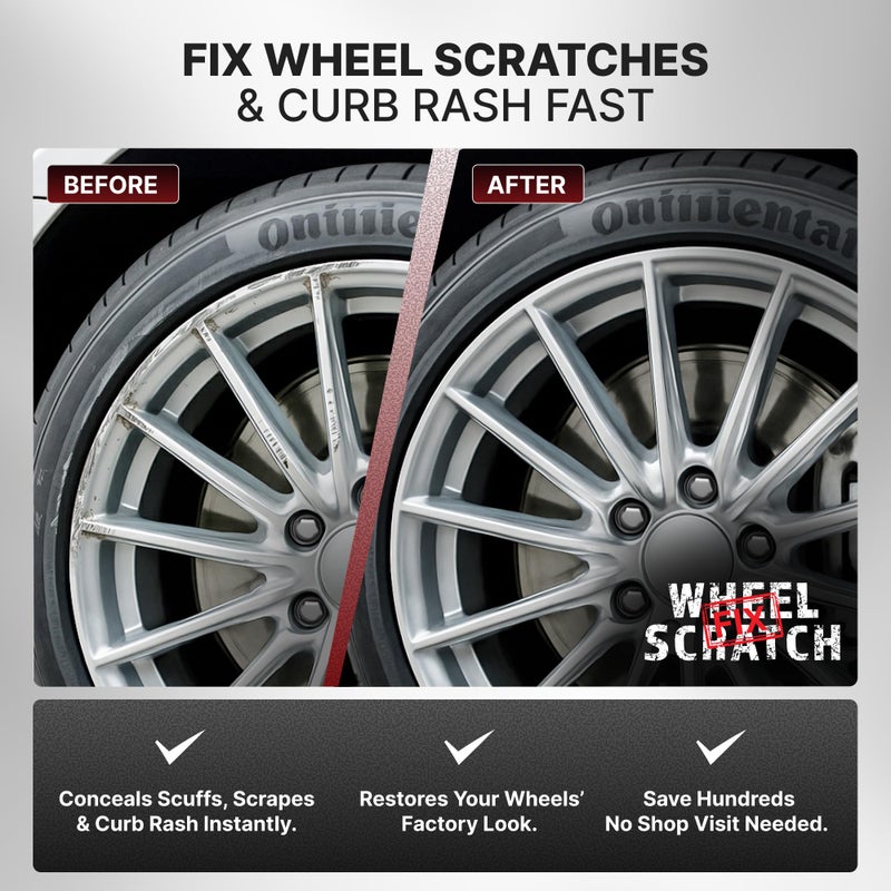 Wheel Scratch Fix طلاء تصحيح خدوش العجلات® فضي لتلميع السيارات - مجموعة إصلاح العجلات المصنوعة من سبائك الألومنيوم، مزيل خدوش الأرصفة مع قلم سريع الجفاف - طلاء Rim للسيارات بلمسة نهائية تدوم طويلاً لإصلاح الخدوش والرقائق في المنزل (فضي فاتح) - Image 2