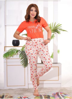 Star Tex Women's Cotton Home Summer Pajama Set Unique Design Simple Embroidery with Attractive Plaid Pants 2 Piece Set  - Image 5